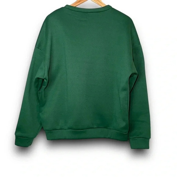 SHEIN Cozy Embroidered Gold HAWAII USA Green Crewneck Sweater Size SM/US 4 - Picture 2 of 14